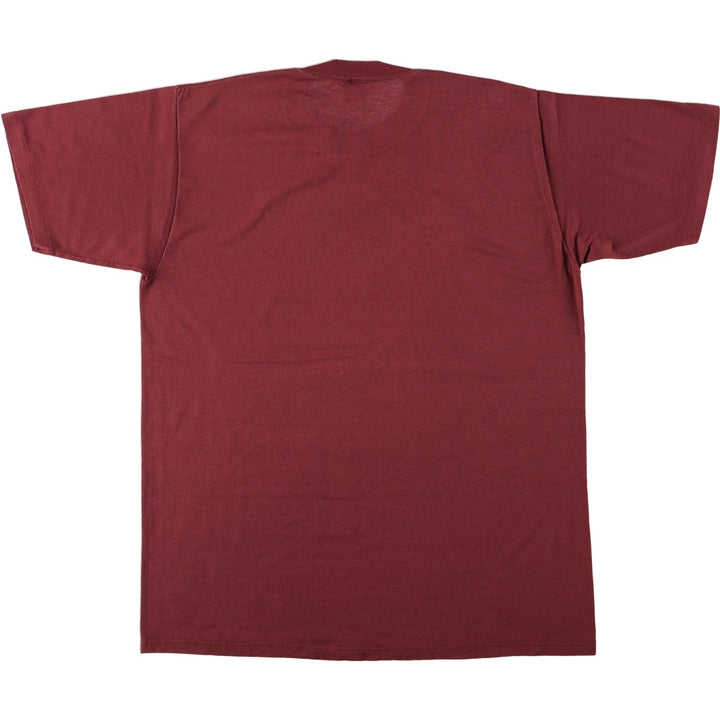 70s-80'S Jerzees by Russell Print T-Shirt, Made in USA, Men's Size L (approx.), Vintage polyester burgundy type Vintage Second Hand