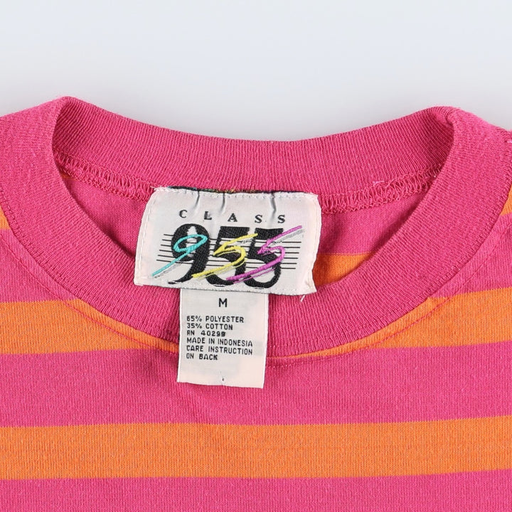 Vintage CLASS 955 striped T-shirt from the 80s-90s, equivalent to men's size M. polyester orange type Vintage Second Hand