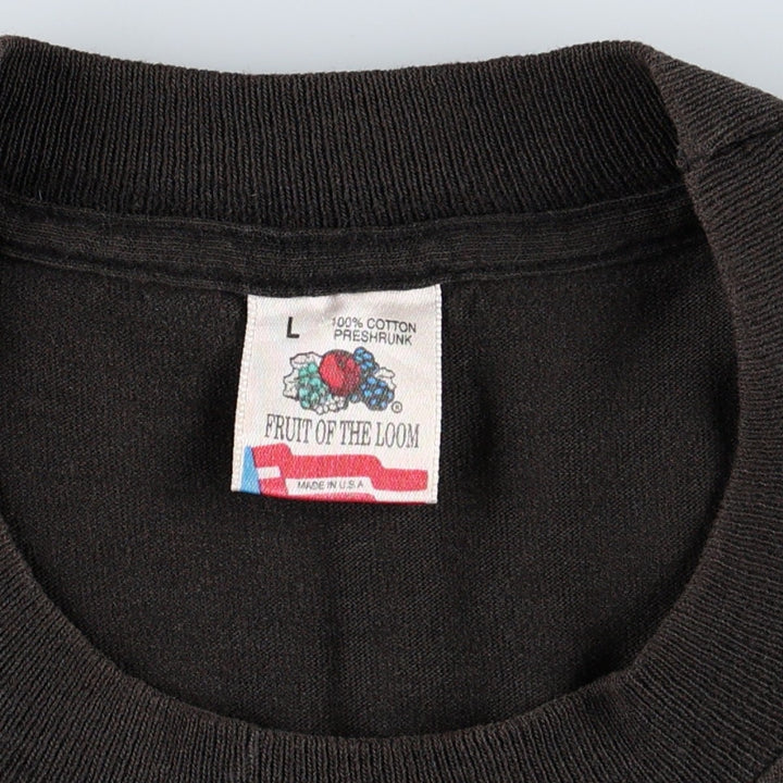 90'S Fruit of the Loom printed T-shirt, made in the USA, men's size L, vintage cotton black type Vintage Second Hand