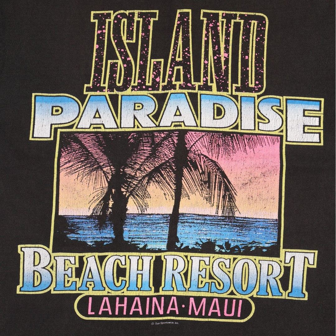 90'S Fruit of the Loom printed T-shirt, made in the USA, men's size L, vintage cotton black type Vintage Second Hand