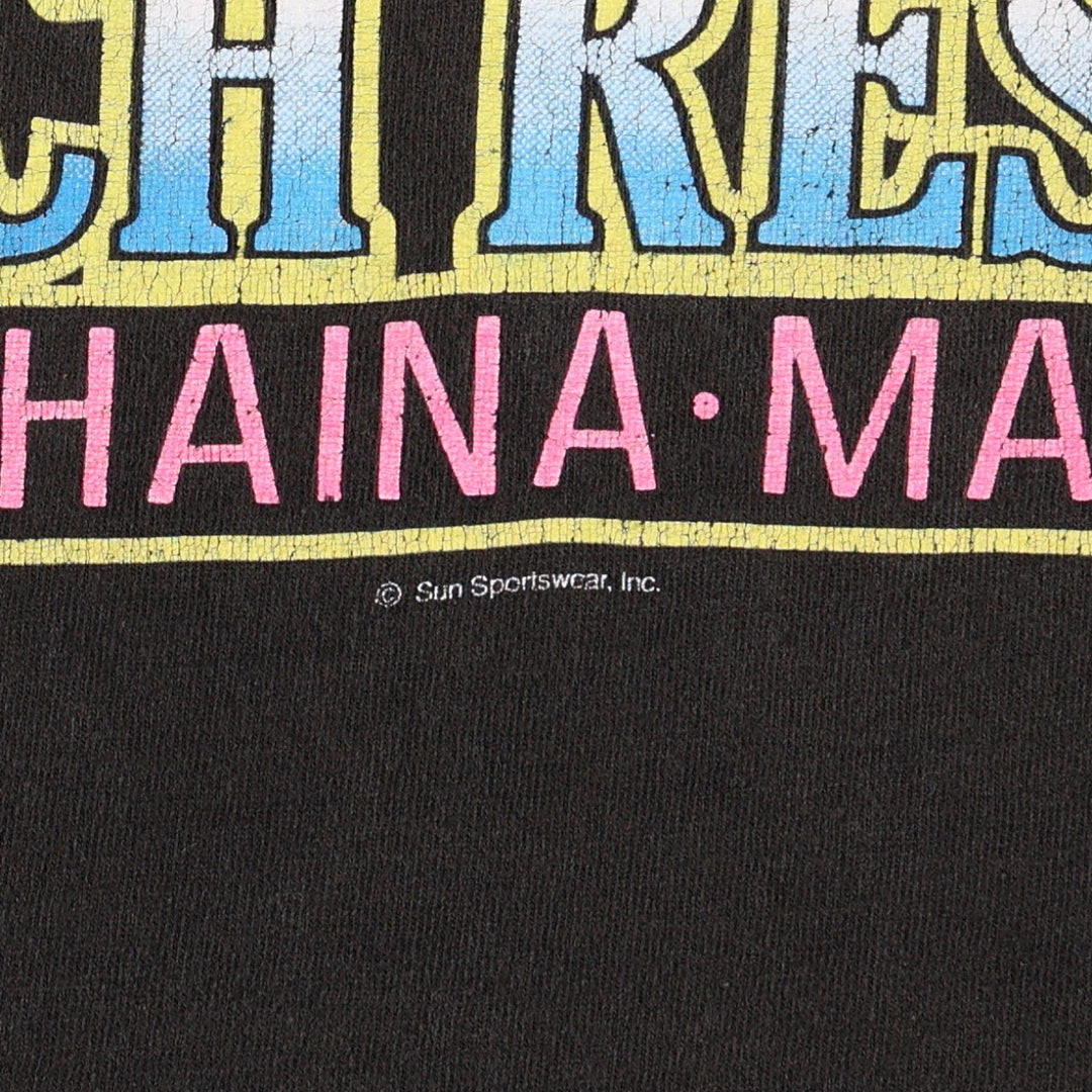 90'S Fruit of the Loom printed T-shirt, made in the USA, men's size L, vintage cotton black type Vintage Second Hand