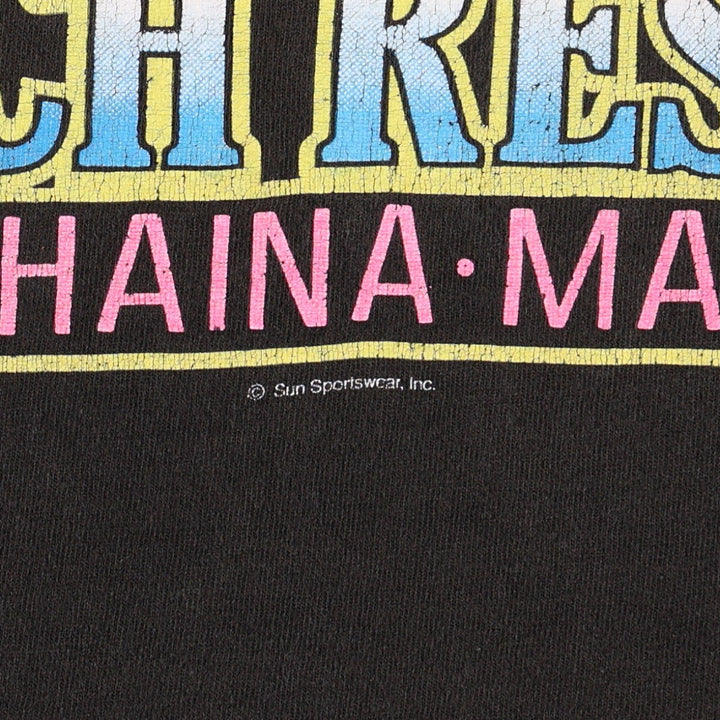 90'S Fruit of the Loom printed T-shirt, made in the USA, men's size L, vintage cotton black type Vintage Second Hand
