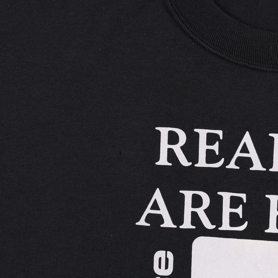 80s-90'S Jerzees Message Print T-Shirt, Made in USA, Men's XL (approx.), Vintage cotton black type Vintage Second Hand