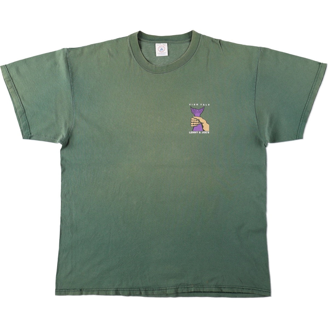 2000'S Delta Lenny and Joe's advertising T-shirt, men's size XL (approx.) cotton green type Vintage Second Hand