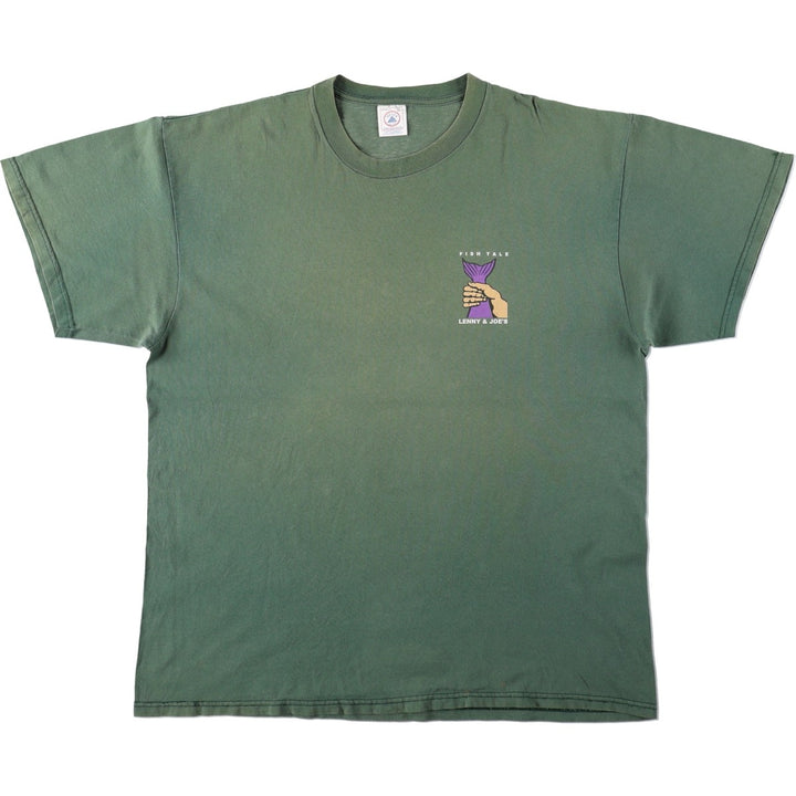 2000'S Delta Lenny and Joe's advertising T-shirt, men's size XL (approx.) cotton green type Vintage Second Hand