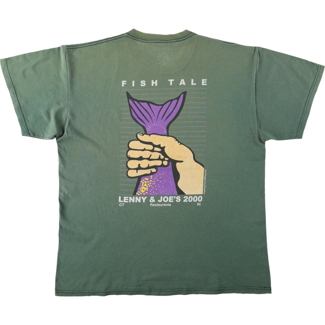 2000'S Delta Lenny and Joe's advertising T-shirt, men's size XL (approx.) cotton green type Vintage Second Hand