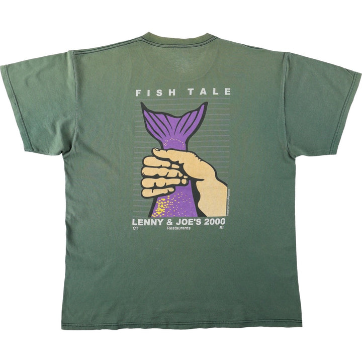 2000'S Delta Lenny and Joe's advertising T-shirt, men's size XL (approx.) cotton green type Vintage Second Hand