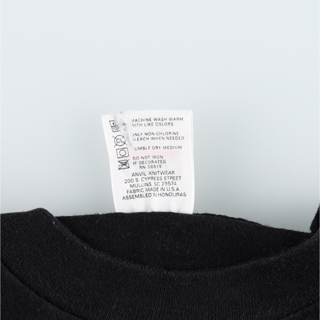 90'S Anvil Printed T-shirt, Made in USA, Men's L size, Vintage cotton black type Vintage Second Hand