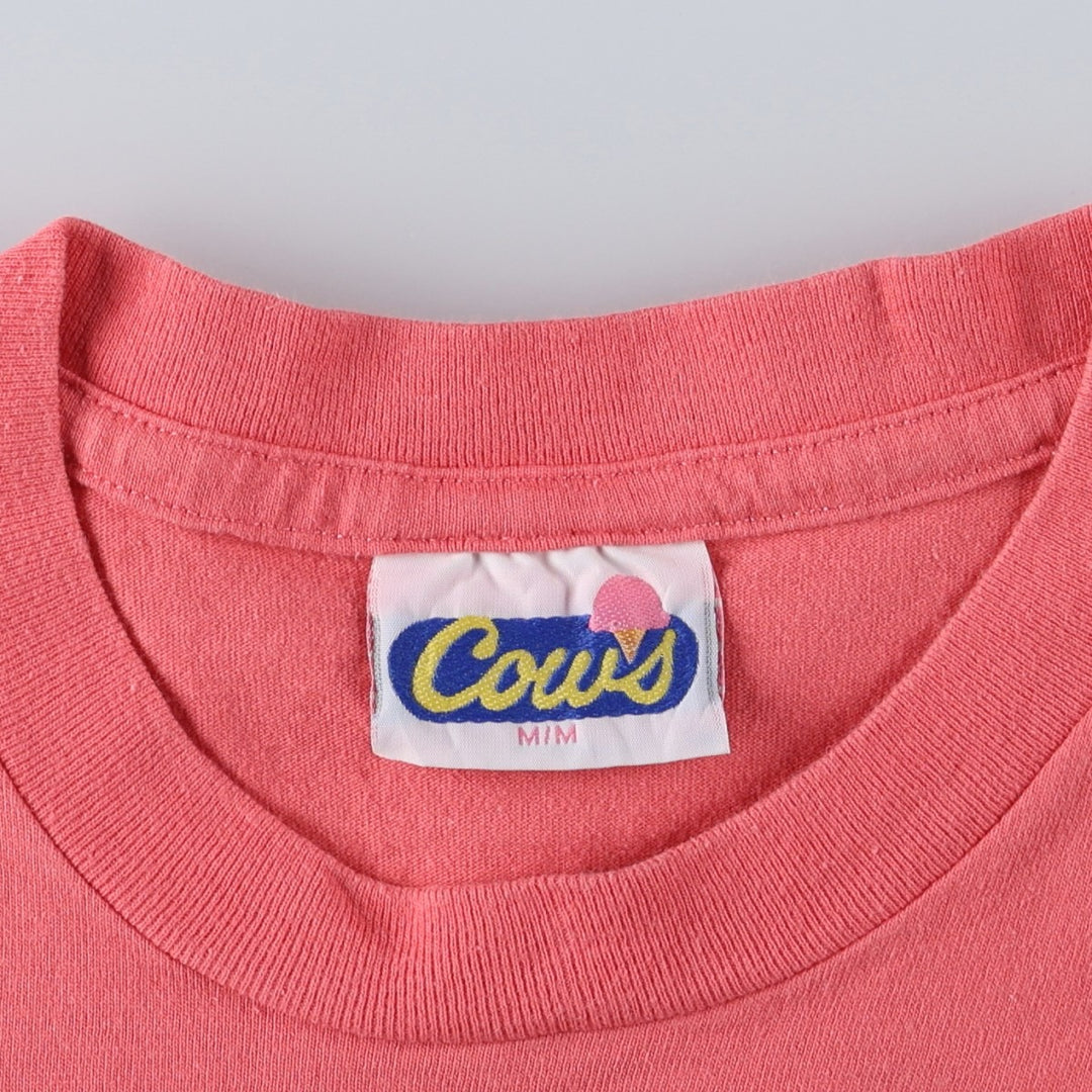 80'S COWS Advertising T-Shirt, Made in Canada, Men's Size M (approx.), Vintage cotton pink type Vintage Second Hand