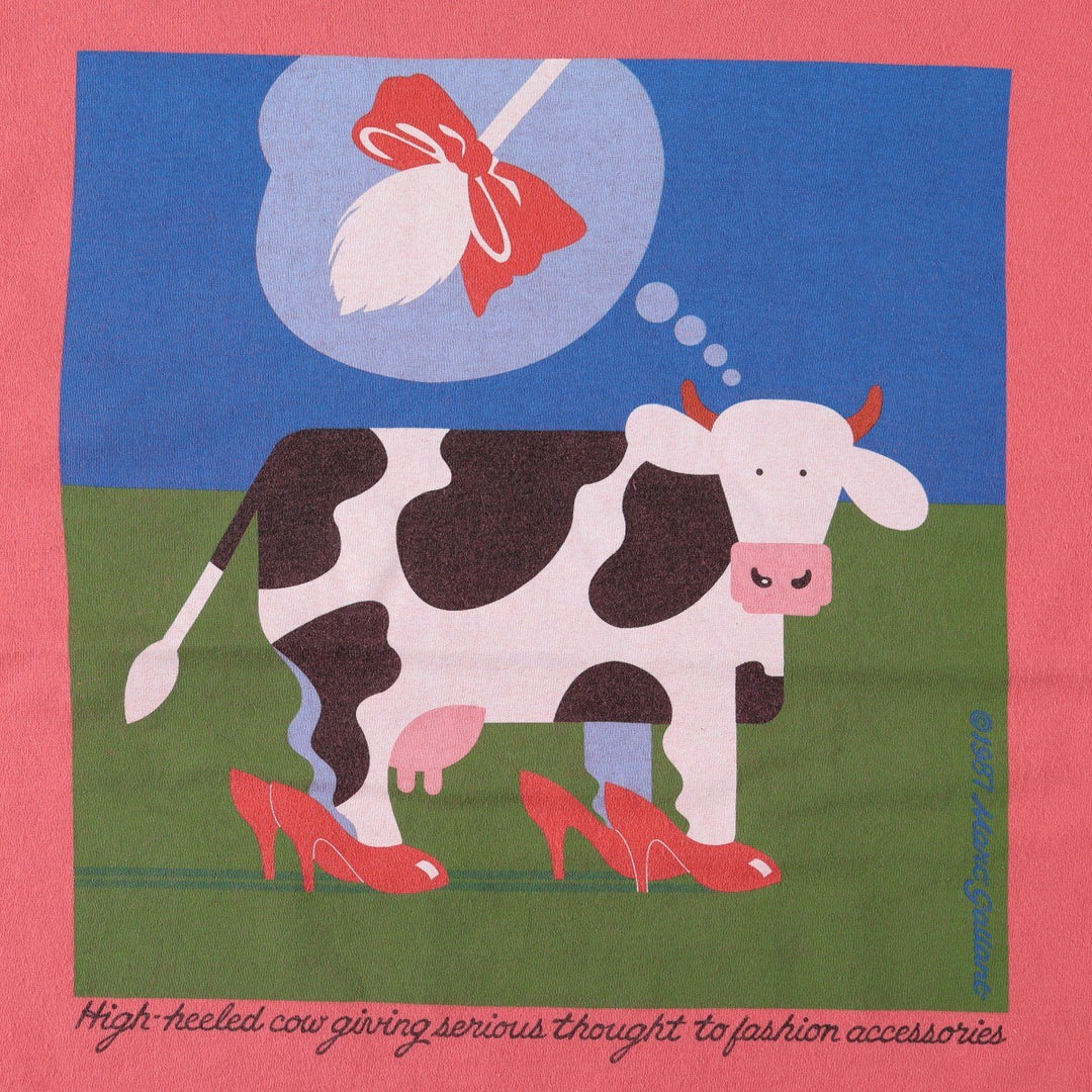 80'S COWS Advertising T-Shirt, Made in Canada, Men's Size M (approx.), Vintage cotton pink type Vintage Second Hand