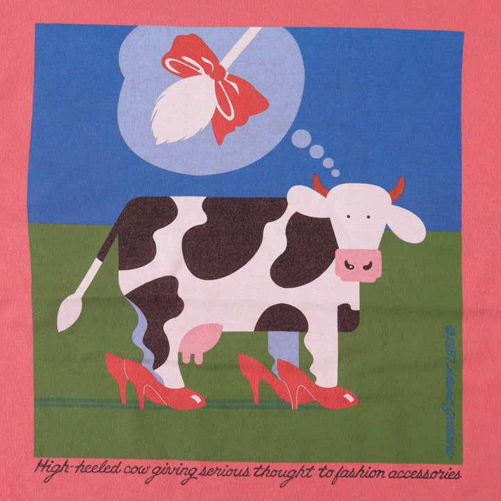 80'S COWS Advertising T-Shirt, Made in Canada, Men's Size M (approx.), Vintage cotton pink type Vintage Second Hand