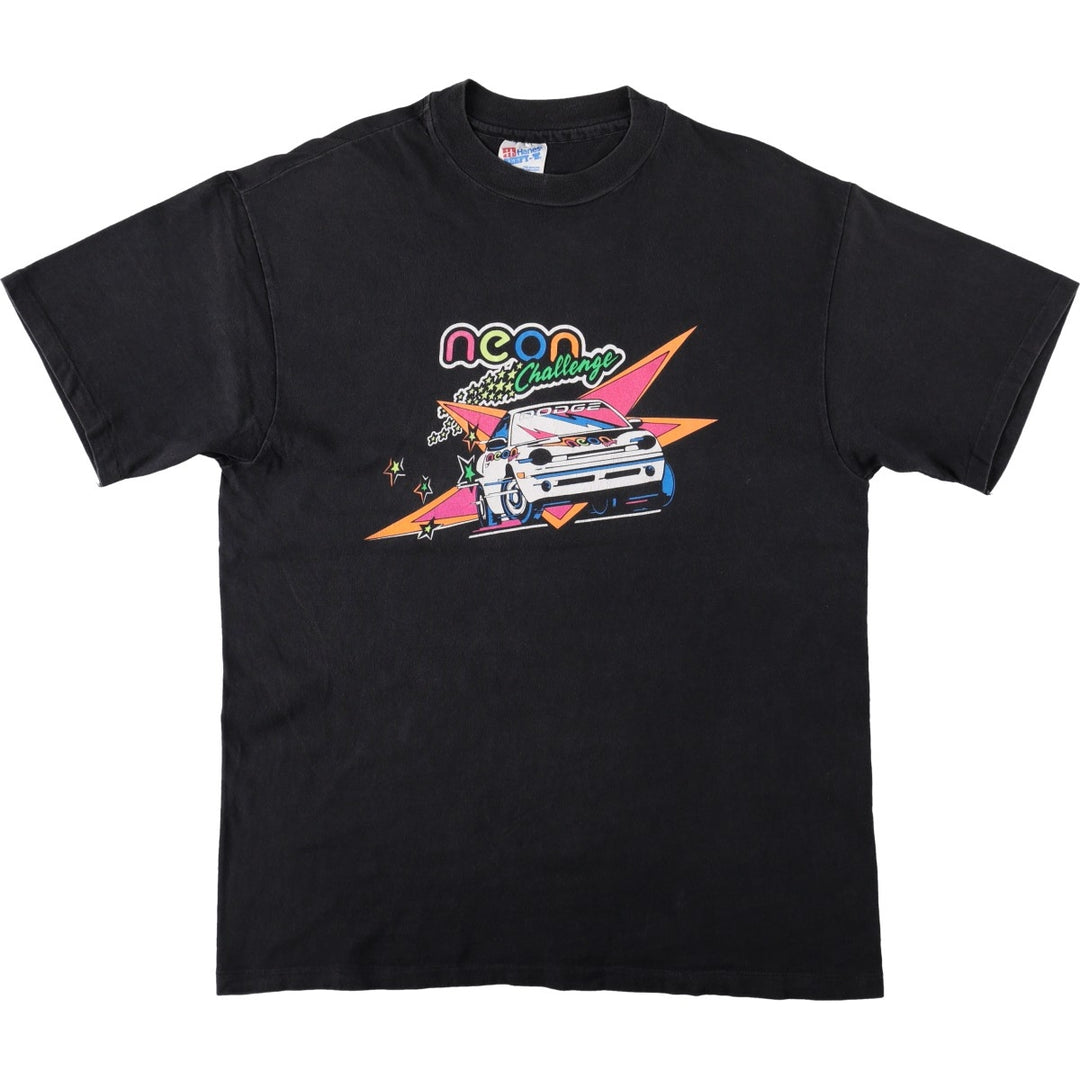 90'S Hanes BEEFY-T Print T-Shirt, Made in USA, Men's Size L (approx.) cotton black type Vintage Second Hand