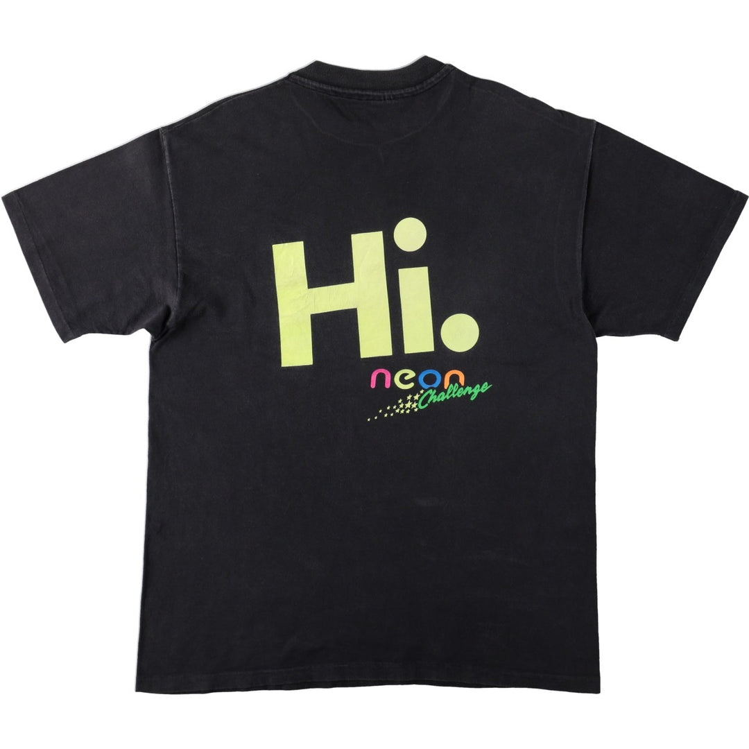 90'S Hanes BEEFY-T Print T-Shirt, Made in USA, Men's Size L (approx.) cotton black type Vintage Second Hand