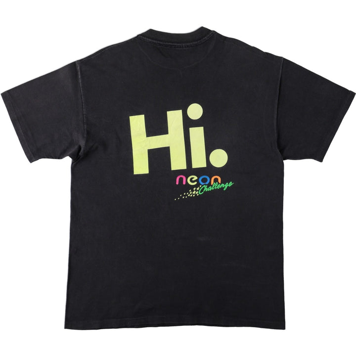 90'S Hanes BEEFY-T Print T-Shirt, Made in USA, Men's Size L (approx.) cotton black type Vintage Second Hand