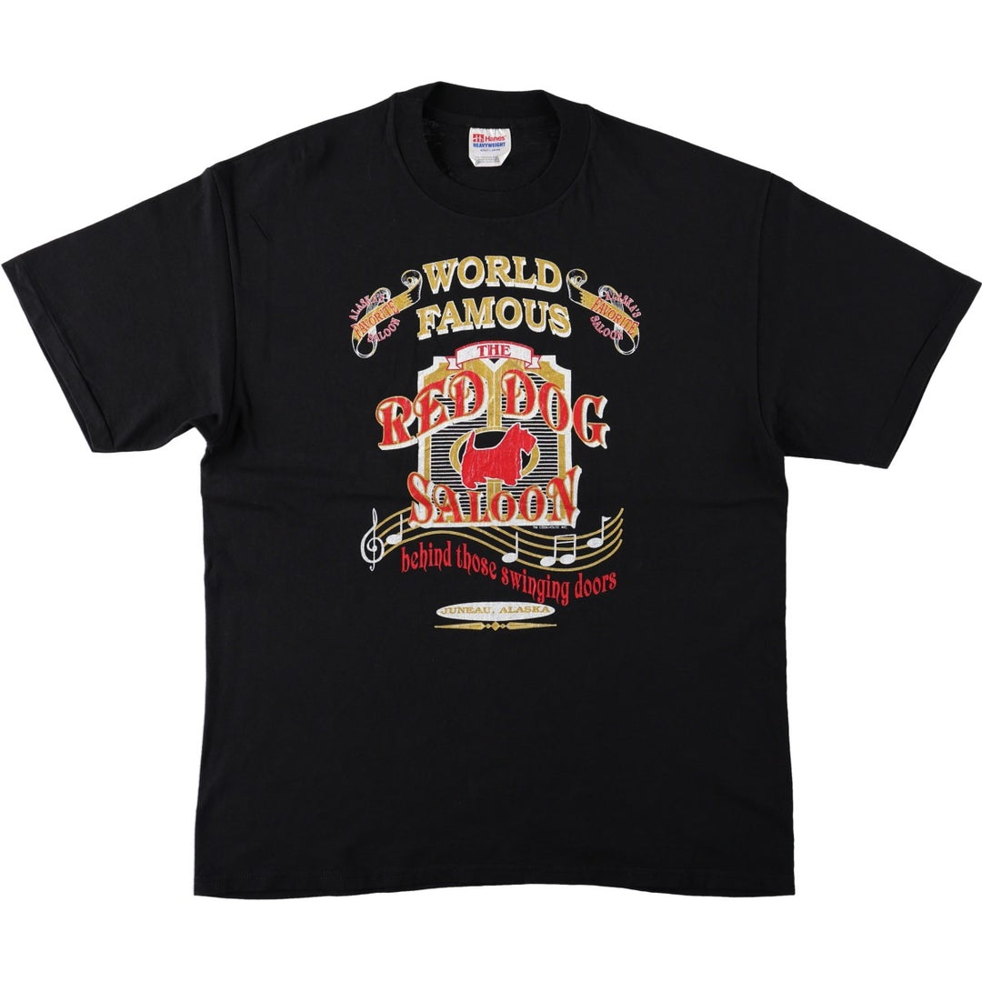 90s-00'S Hanes Heavyweight Red Dog Saloon Advertising T-shirt, Men's Size L (approx.) cotton black type Vintage Second Hand