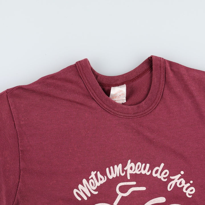 90'S Print Message T-Shirt, Made in Canada, Men's Size XS (approx.), Vintage cotton wine-red Vintage Second Hand