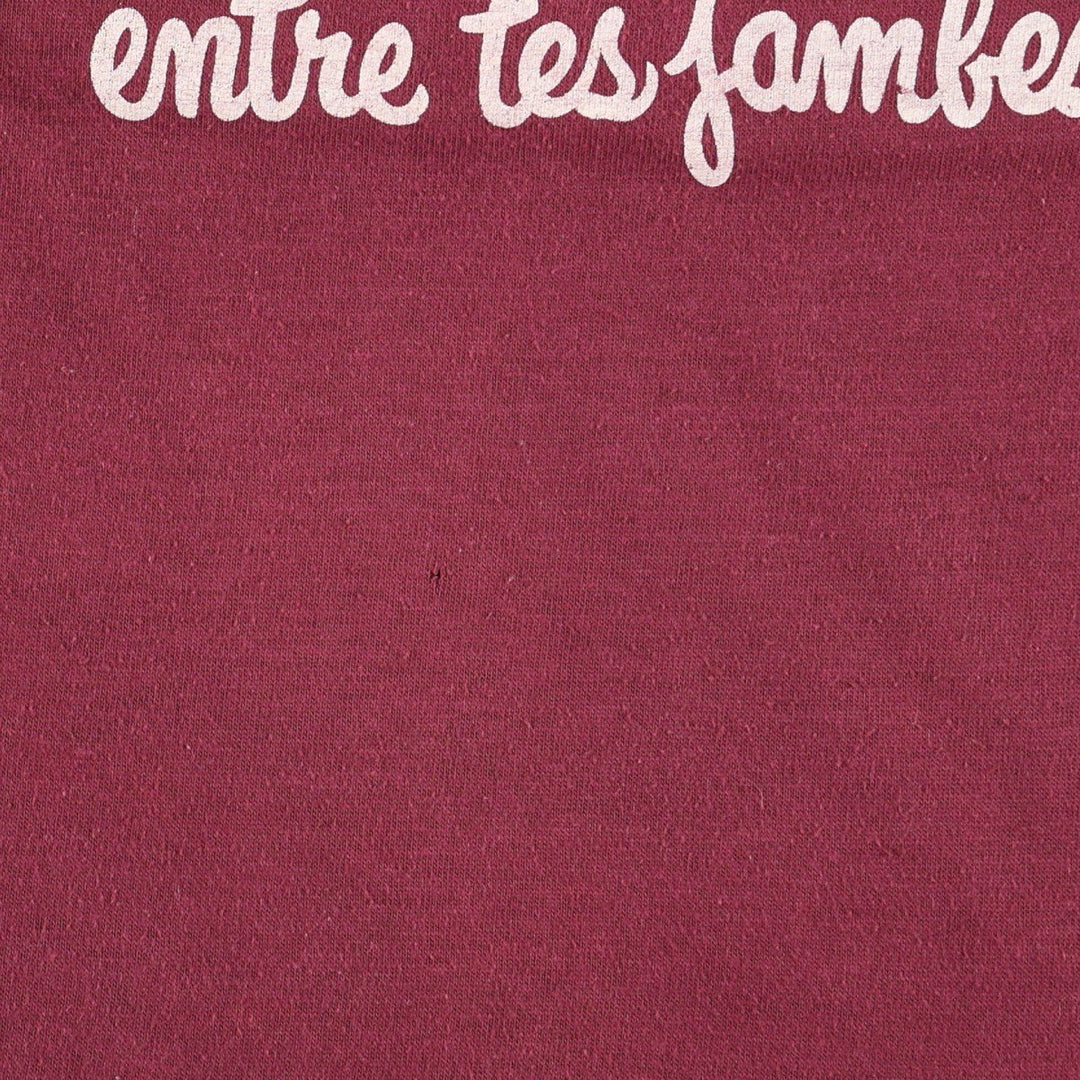 90'S Print Message T-Shirt, Made in Canada, Men's Size XS (approx.), Vintage cotton wine-red Vintage Second Hand