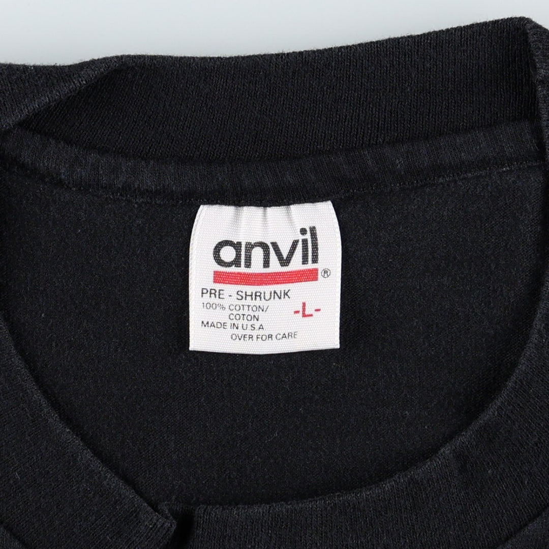 Anvil fish print t-shirt, made in the USA, men's size L (approx.) cotton black type Vintage Second Hand