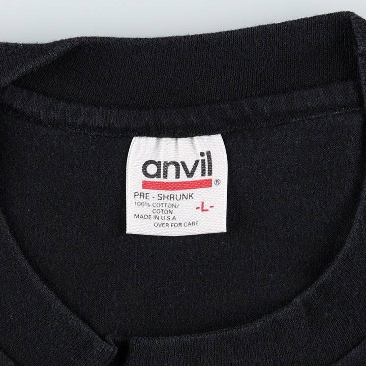 Anvil fish print t-shirt, made in the USA, men's size L (approx.) cotton black type Vintage Second Hand