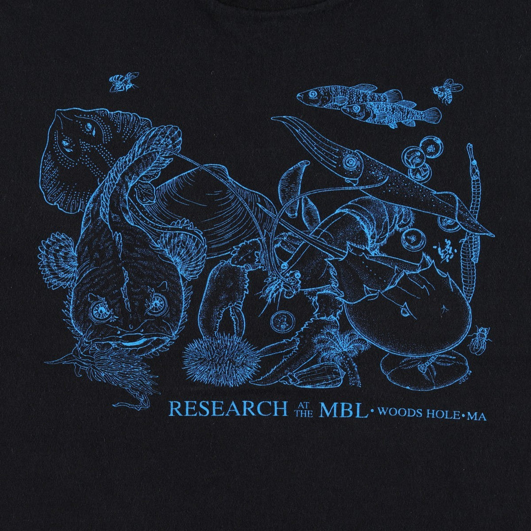 Anvil fish print t-shirt, made in the USA, men's size L (approx.) cotton black type Vintage Second Hand