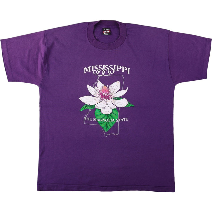 90'S Fruit of the Loom Floral Print T-Shirt Made in USA Men's XL Vintage cotton purple type Vintage Second Hand