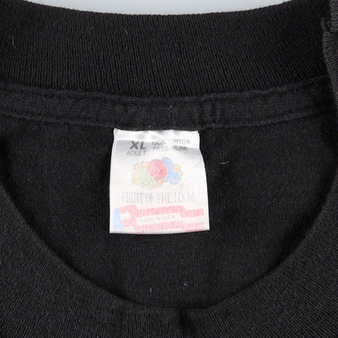 90'S Fruit of the Loom printed T-shirt, made in the USA, men's XL size, vintage cotton black type Vintage Second Hand