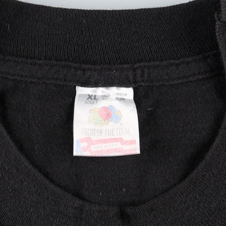 90'S Fruit of the Loom printed T-shirt, made in the USA, men's XL size, vintage cotton black type Vintage Second Hand