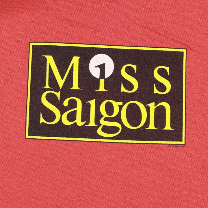 80'S TENNESSEE RIVER GOLD Miss Saigon Musical Print T-Shirt, Made in USA, Men's XL equivalent, Vintage cotton red type Vintage Second Hand