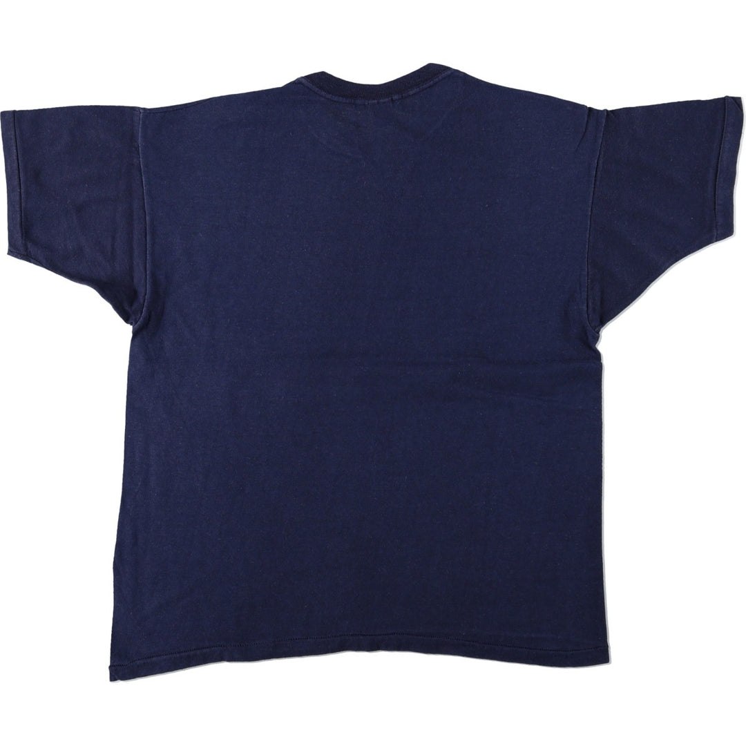 1970'S Mayo Spruce Message Print T-Shirt, Made in USA, Men's Size L (Equivalent), Vintage cotton navy blue type Vintage Second Hand