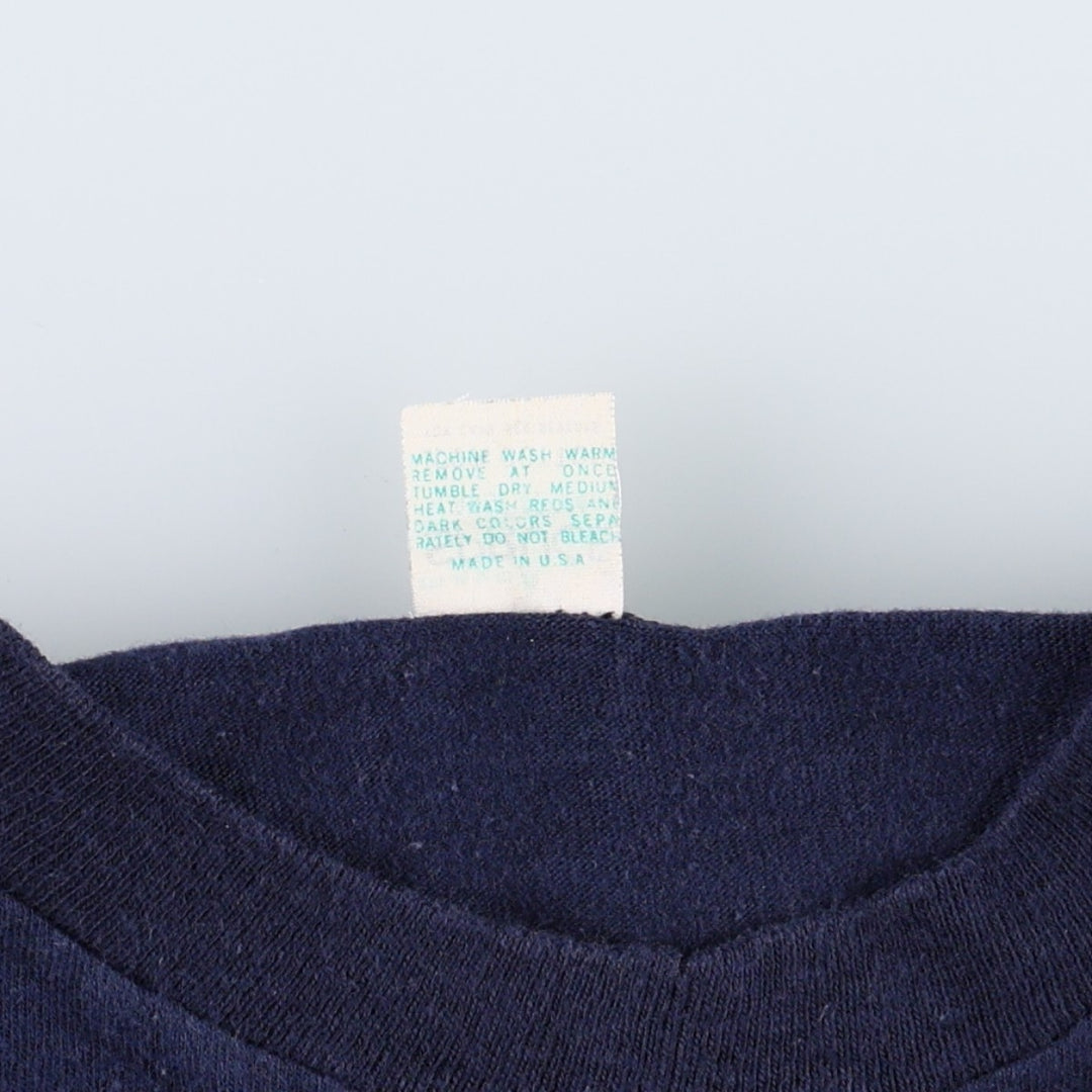 1970'S Mayo Spruce Message Print T-Shirt, Made in USA, Men's Size L (Equivalent), Vintage cotton navy blue type Vintage Second Hand