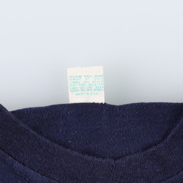1970'S Mayo Spruce Message Print T-Shirt, Made in USA, Men's Size L (Equivalent), Vintage cotton navy blue type Vintage Second Hand