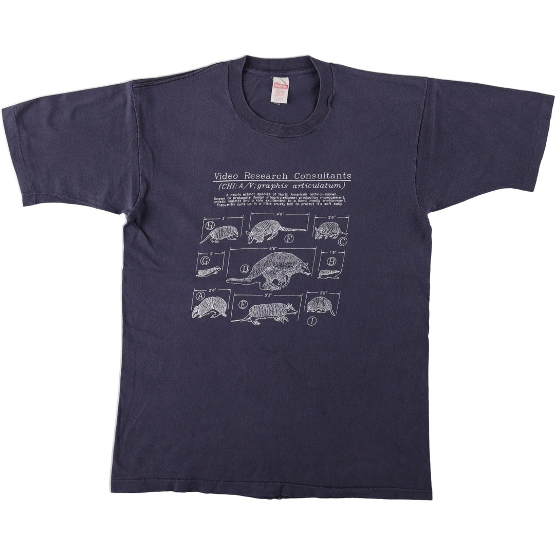 80'S Healthknit Print T-Shirt, Made in USA, Men's Size L (approx.), Vintage cotton navy blue type Vintage Second Hand