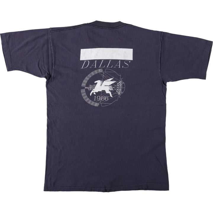 80'S Healthknit Print T-Shirt, Made in USA, Men's Size L (approx.), Vintage cotton navy blue type Vintage Second Hand