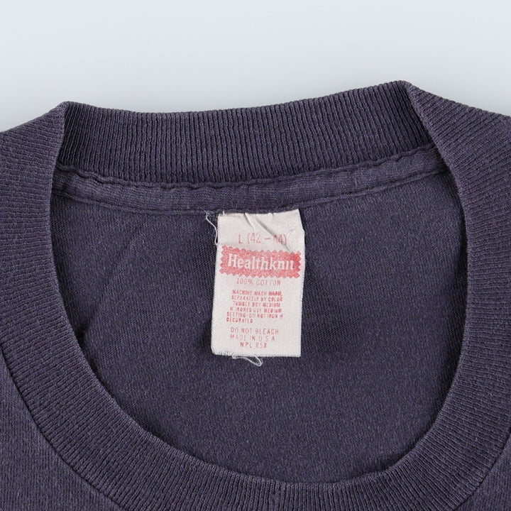 80'S Healthknit Print T-Shirt, Made in USA, Men's Size L (approx.), Vintage cotton navy blue type Vintage Second Hand