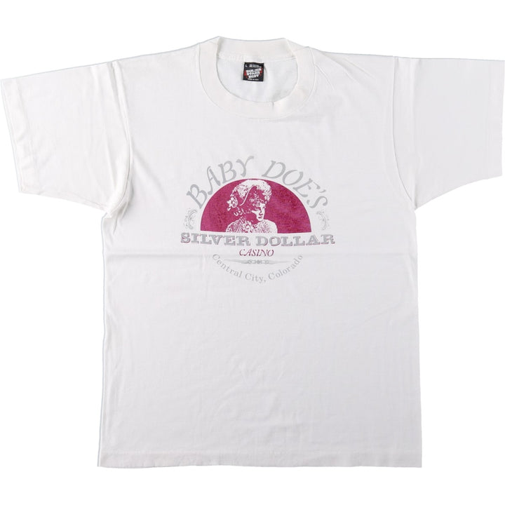 90'S Screen Stars Best Advertising T-Shirt, Made in USA, Men's Size L (approx.), Vintage cotton white type Vintage Second Hand