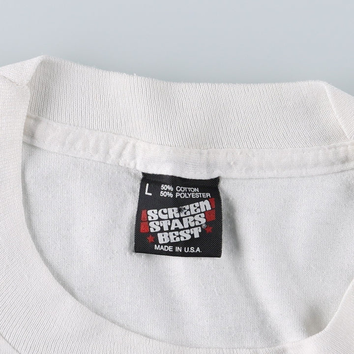 90'S Screen Stars Best Advertising T-Shirt, Made in USA, Men's Size L (approx.), Vintage cotton white type Vintage Second Hand