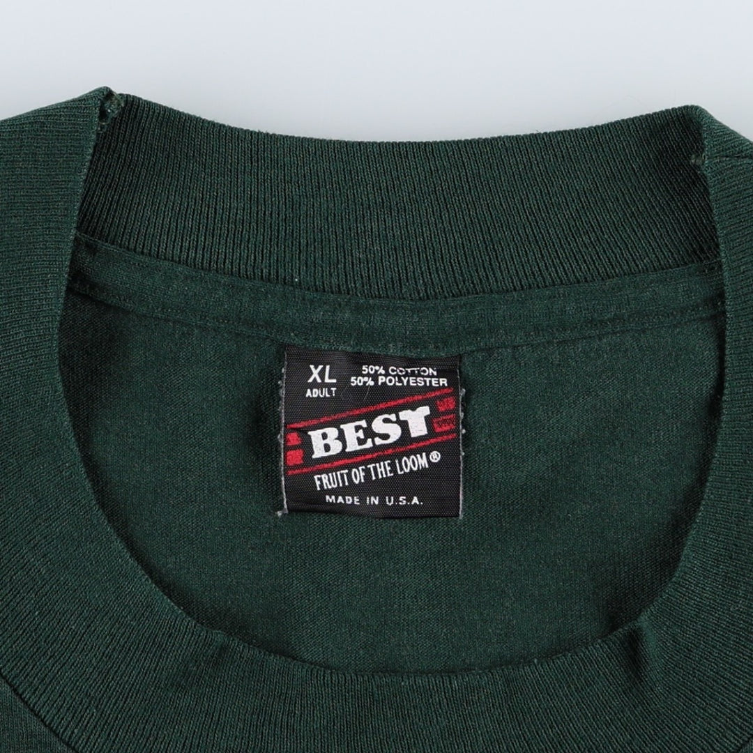 90'S Fruit of the Loom Best Advertising T-Shirt, Made in USA, Men's XL equivalent, Vintage cotton green type Vintage Second Hand
