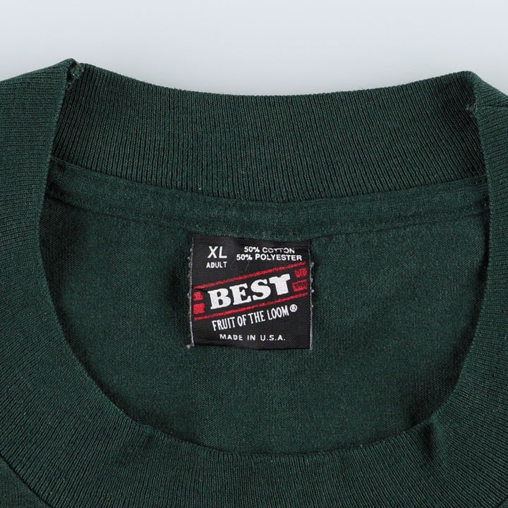 90'S Fruit of the Loom Best Advertising T-Shirt, Made in USA, Men's XL equivalent, Vintage cotton green type Vintage Second Hand
