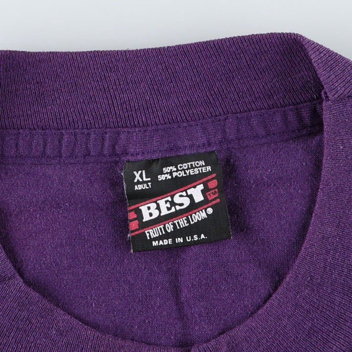 90'S Fruit of the Loom Best Printed T-shirt, Made in USA, Men's XL, Vintage cotton purple type Vintage Second Hand