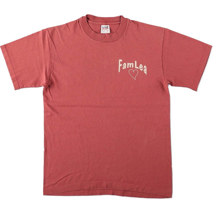 90'S Anvil Printed T-shirt, Made in USA, Men's M size, Vintage cotton red type Vintage Second Hand