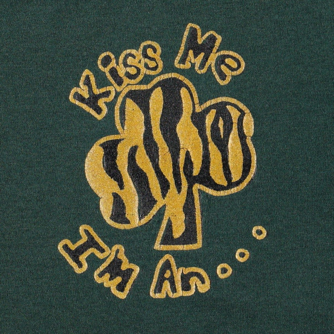 90'S Fruit of the Loom Message Print T-Shirt, Made in USA, Men's XL equivalent, Vintage Shamrock cotton green type Vintage Second Hand