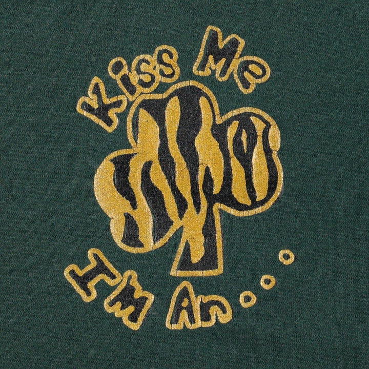 90'S Fruit of the Loom Message Print T-Shirt, Made in USA, Men's XL equivalent, Vintage Shamrock cotton green type Vintage Second Hand