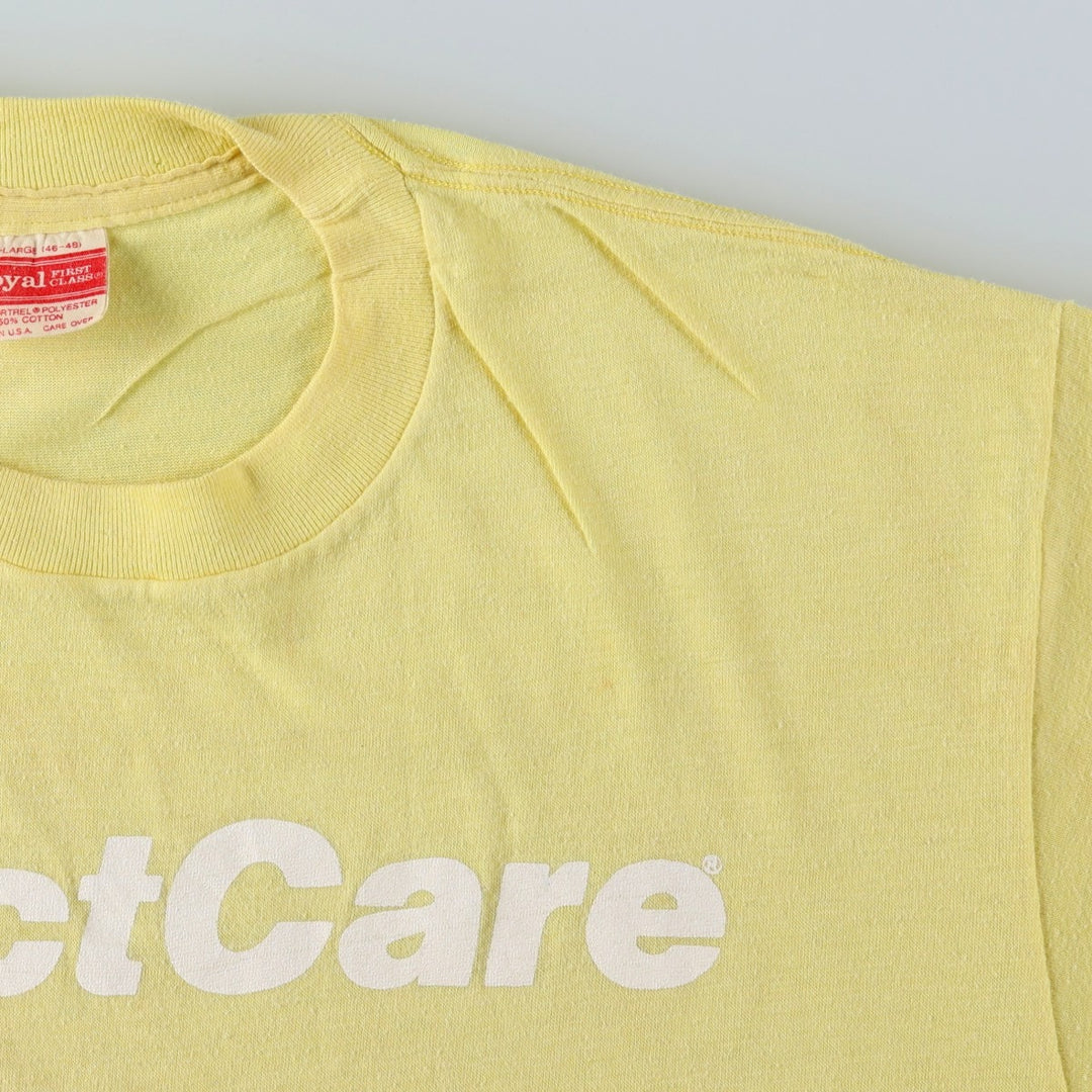 90'S ROYAL FIRST CLASS Print T-Shirt, Made in USA, Men's XL equivalent, Vintage cotton yellow type Vintage Second Hand