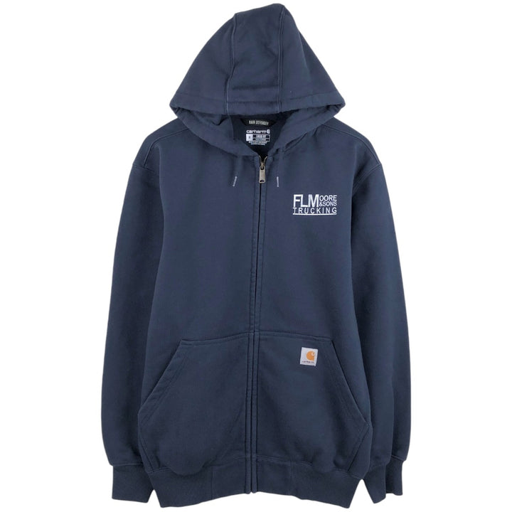 Carhartt Loose Fit Rain Defender Flemore and Sons Advertising Sweat Full-Zip Hoodie, Men's Size M (approx.) cotton navy blue type Vintage Second Hand