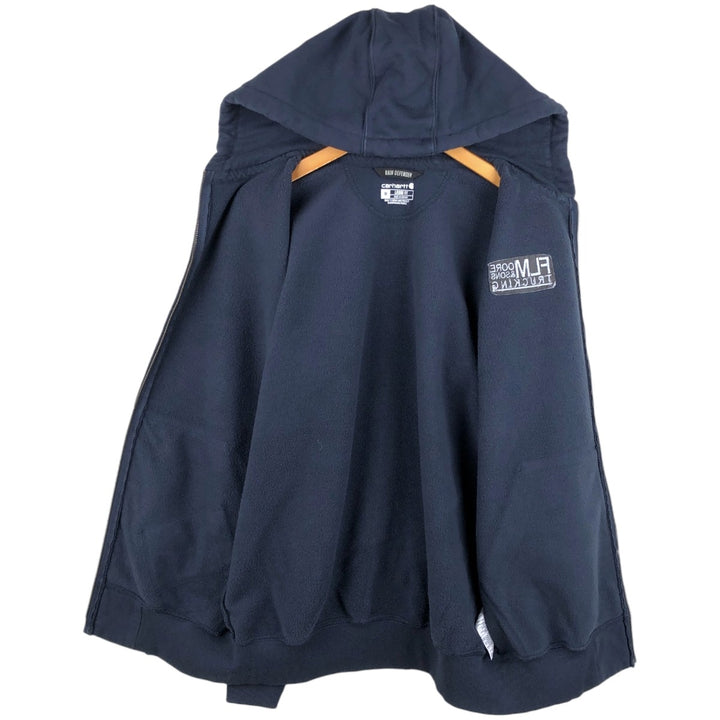 Carhartt Loose Fit Rain Defender Flemore and Sons Advertising Sweat Full-Zip Hoodie, Men's Size M (approx.) cotton navy blue type Vintage Second Hand
