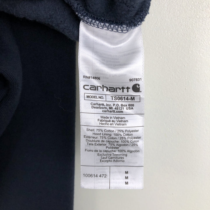 Carhartt Loose Fit Rain Defender Flemore and Sons Advertising Sweat Full-Zip Hoodie, Men's Size M (approx.) cotton navy blue type Vintage Second Hand