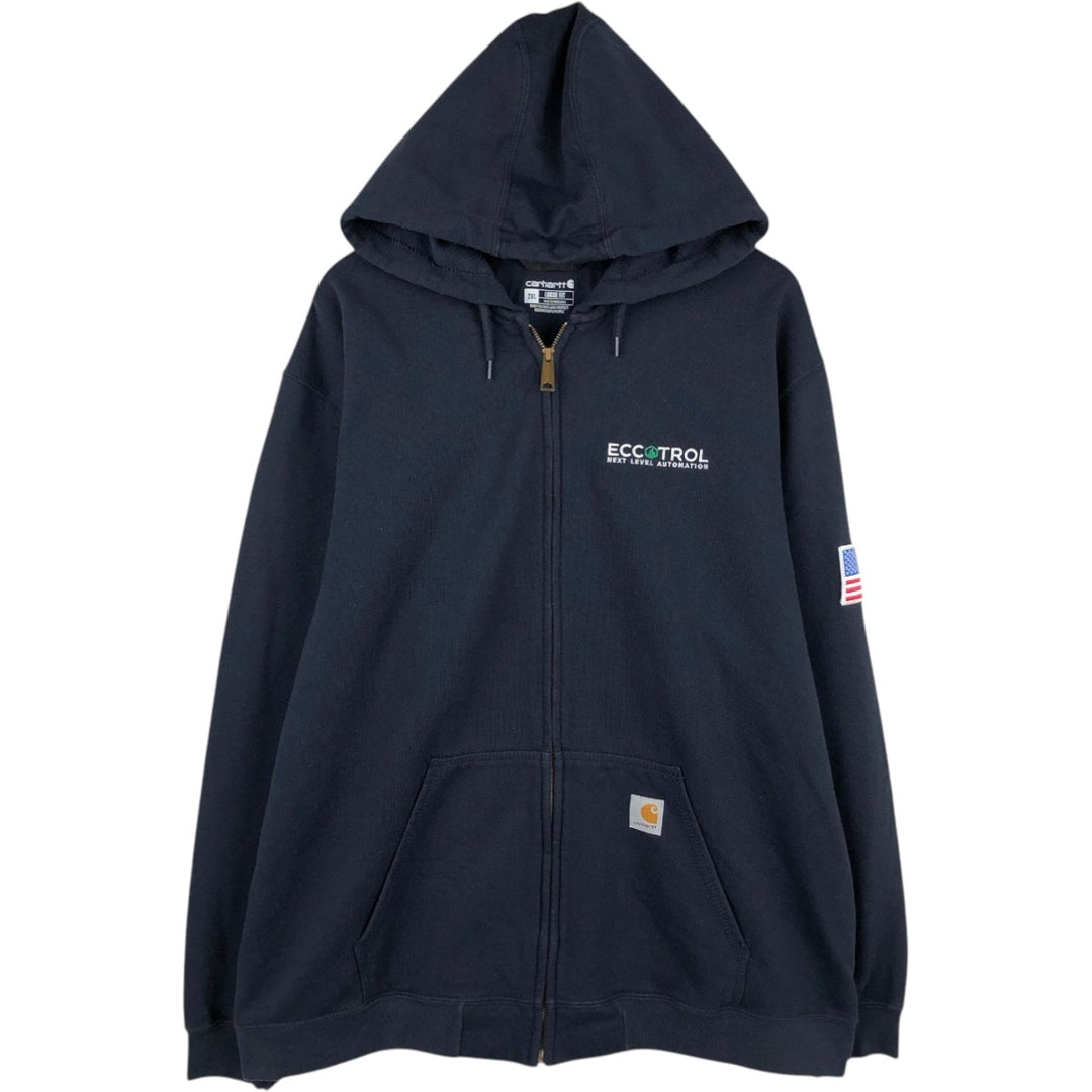 Carhartt Loose Fit ECCOTROL Advertising Full-Zip Sweatshirt Hoodie (Men's XXL equivalent) cotton navy blue type Vintage Second Hand