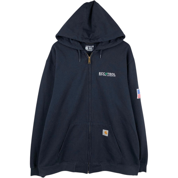 Carhartt Loose Fit ECCOTROL Advertising Full-Zip Sweatshirt Hoodie (Men's XXL equivalent) cotton navy blue type Vintage Second Hand