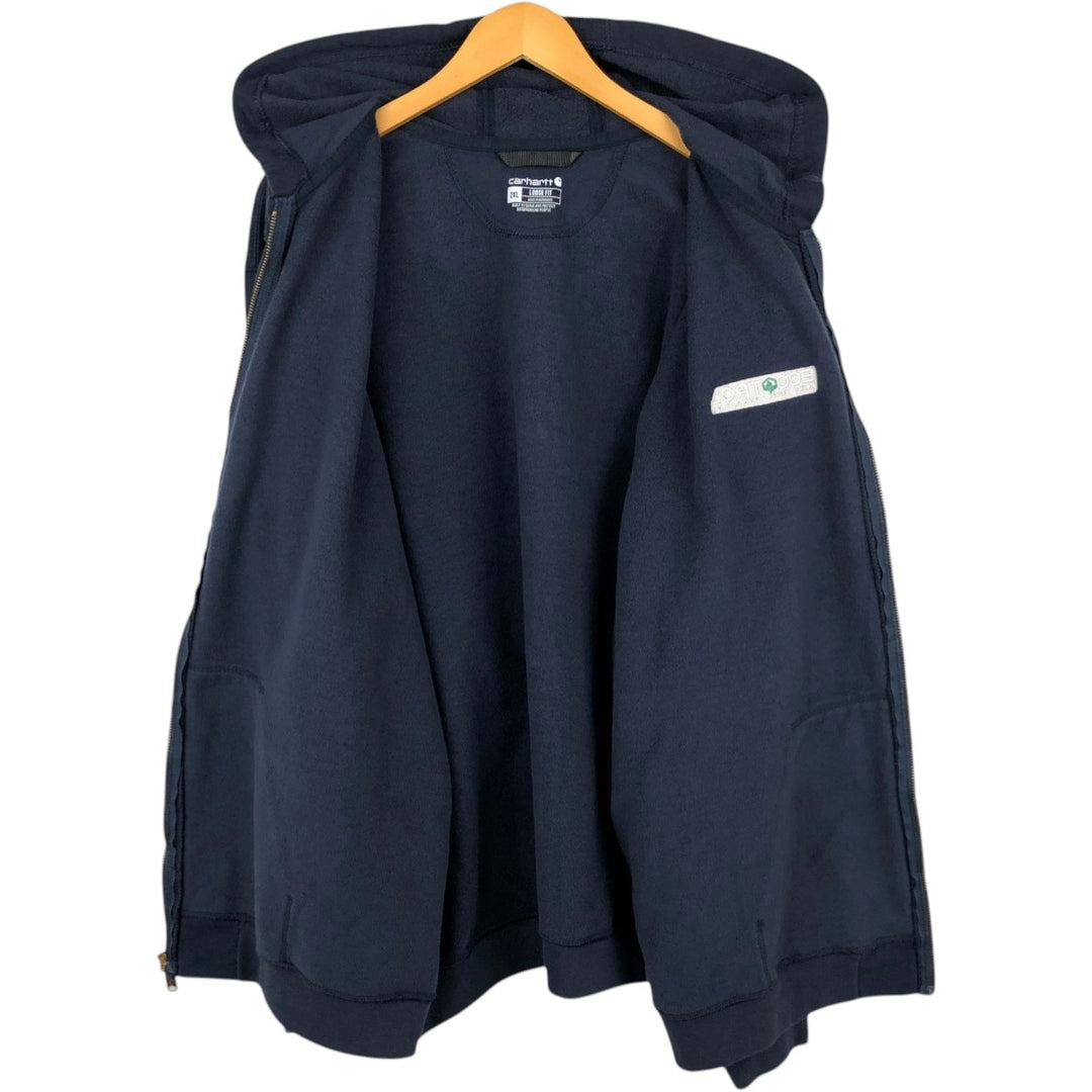 Carhartt Loose Fit ECCOTROL Advertising Full-Zip Sweatshirt Hoodie (Men's XXL equivalent) cotton navy blue type Vintage Second Hand