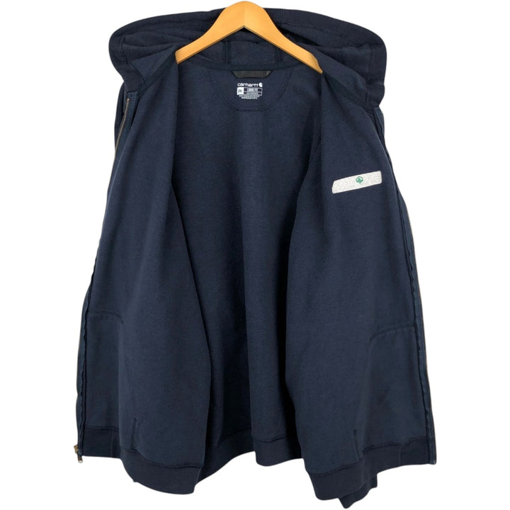 Carhartt Loose Fit ECCOTROL Advertising Full-Zip Sweatshirt Hoodie (Men's XXL equivalent) cotton navy blue type Vintage Second Hand
